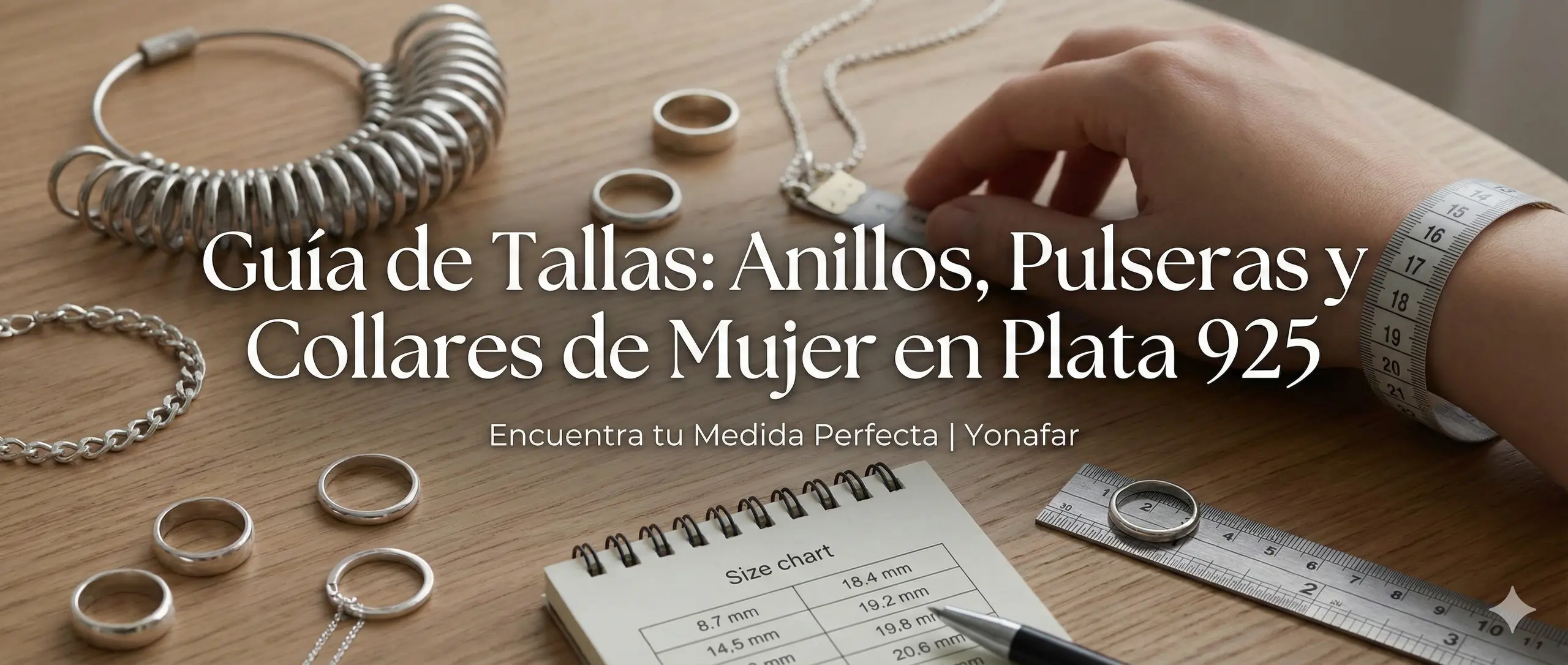 Guía de tallas joyería mujer Yonafar