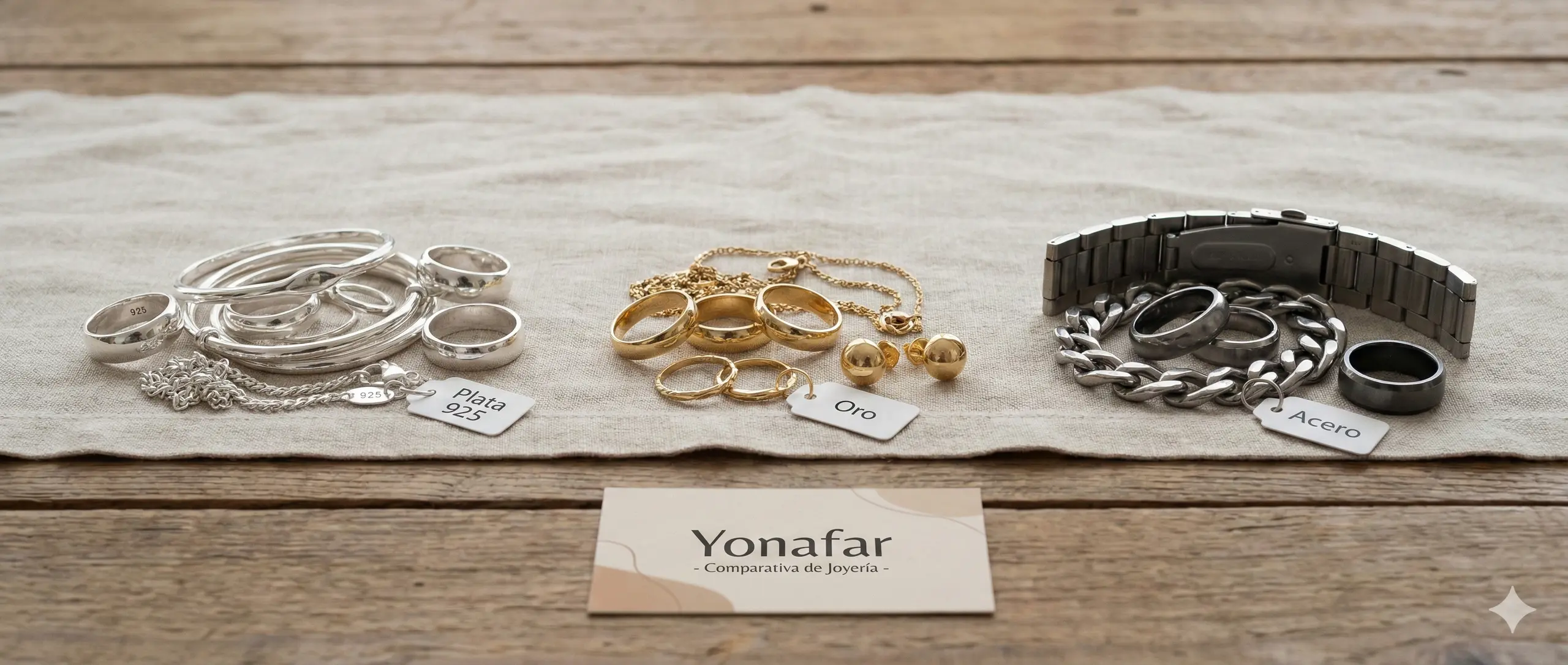 Comparativa Plata Oro Acero Joyería Yonafar